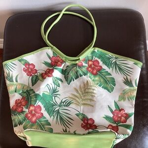Tote Bag Summer Beach Vinyl Yves Rocher NEW Great Tropical Colours Snap Closure
